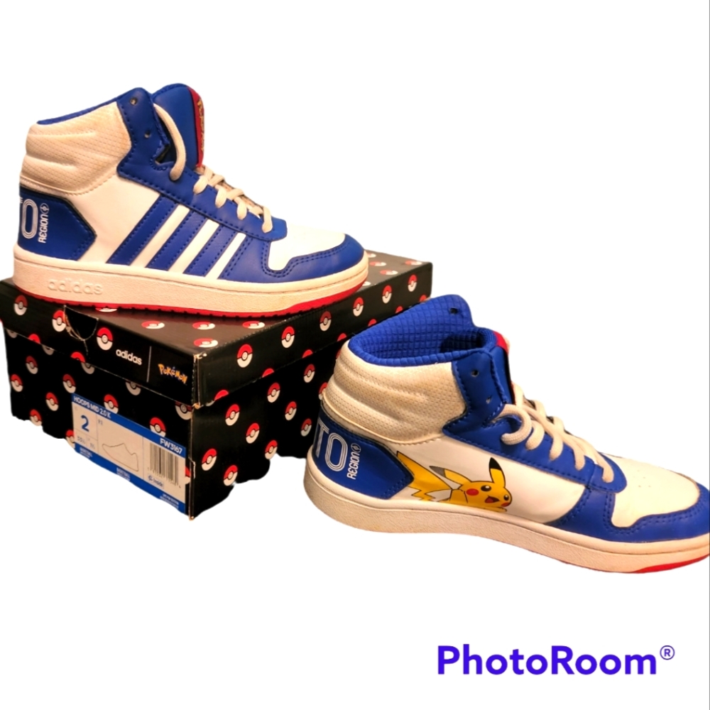 Pokémon Adidas Hoops Mid size 2 white and blue